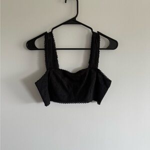 American Eagle Outfitters Black Lace Crop Top